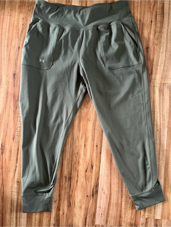 Under Armour Pants - Under Armour Olive Green Jogger Leggings XL High Rise Pocket Athletic Pants